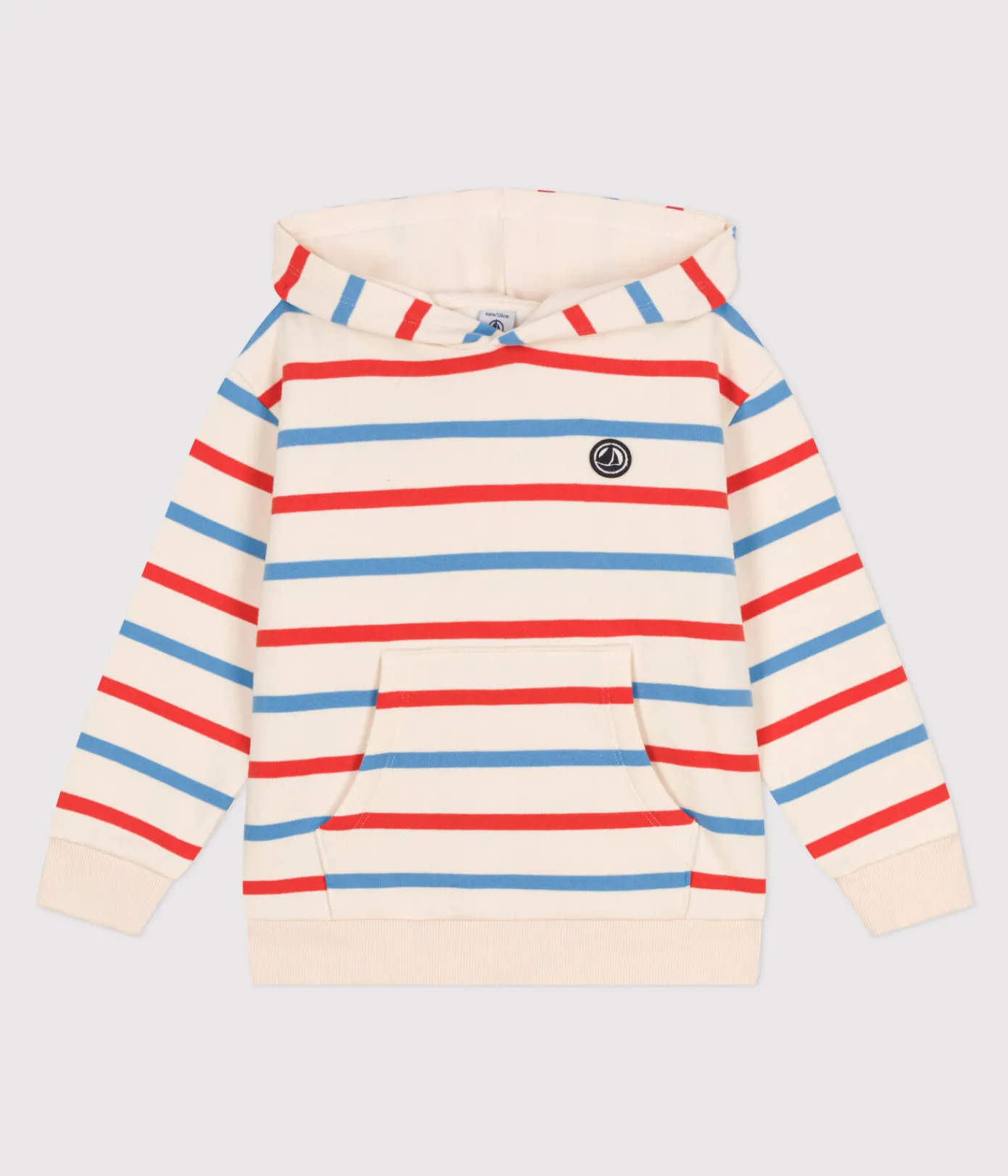 Petit Bateau Sweatshirts, Pullover, Cardigans|Sweatshirts, Pullover, Cardigans*Kinder Unisex-Kapuzensweatshirt aus Baumwolle mit Streifen weiss AVALANCHE/ MULTICO