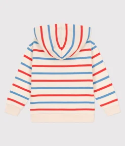 Petit Bateau Sweatshirts, Pullover, Cardigans|Sweatshirts, Pullover, Cardigans*Kinder Unisex-Kapuzensweatshirt aus Baumwolle mit Streifen weiss AVALANCHE/ MULTICO