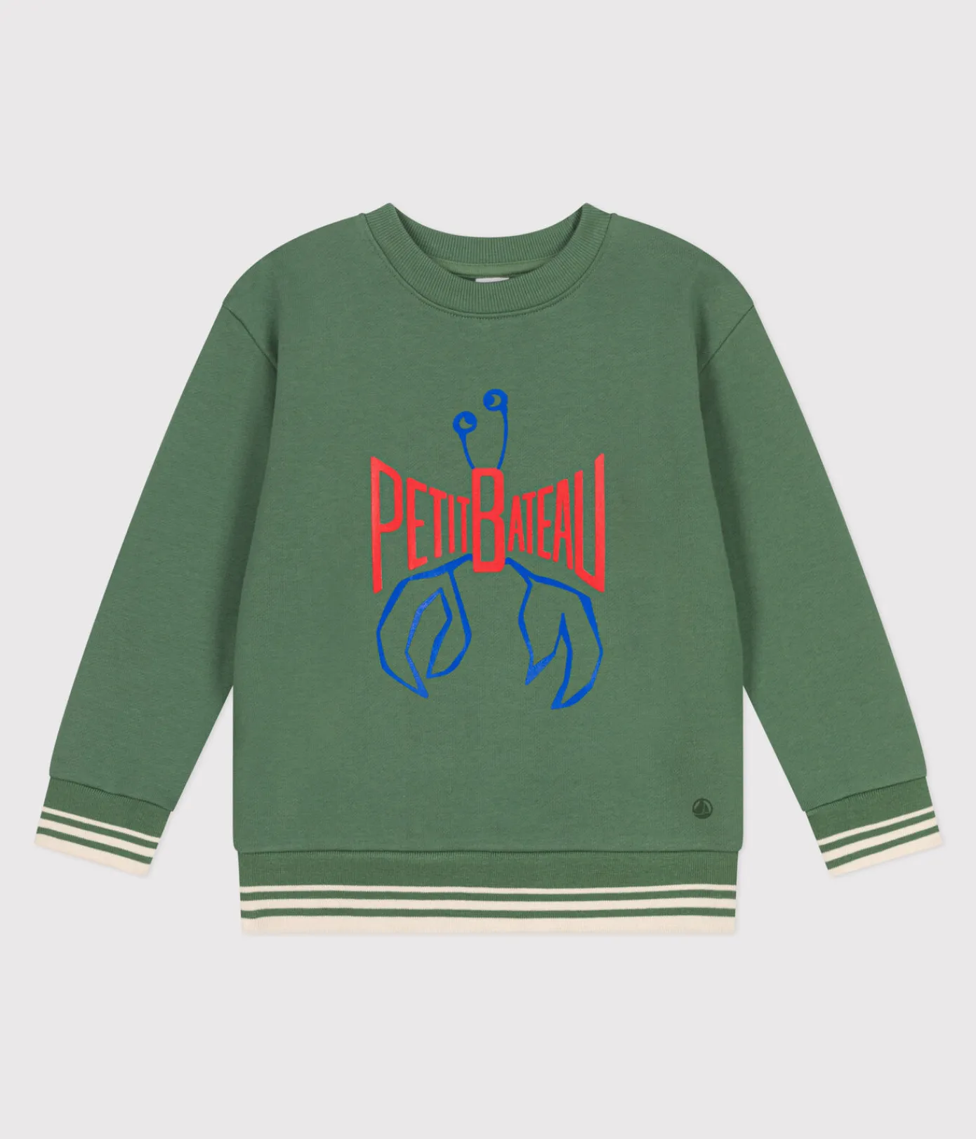 Petit Bateau Sweatshirts, Pullover, Cardigans*Kinder Unisex-Sweatshirt aus bedruckter Baumwolle grün PALMERAIE