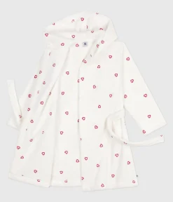 Petit Bateau Heim- Und Badetextilien|Heim- Und Badetextilien*Kinder-Bademantel aus Frottee mit bestickten Herzen weiss MARSHMALLOW/ROT TERKUIT