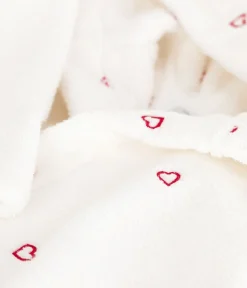 Petit Bateau Heim- Und Badetextilien|Heim- Und Badetextilien*Kinder-Bademantel aus Frottee mit bestickten Herzen weiss MARSHMALLOW/ROT TERKUIT