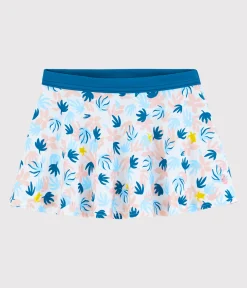 Petit Bateau Bademode, Uv-Kleidung*Kinder-Baderock für Mädchen weiss MARSHMALLOW/weiss MULTICO