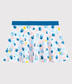 Petit Bateau Bademode, Uv-Kleidung*Kinder-Baderock für Mädchen weiss MARSHMALLOW/weiss MULTICO