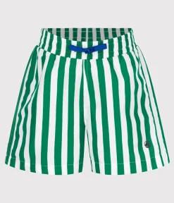 Petit Bateau Bademode, Uv-Kleidung*Kinder-Badeshorts mit Streifen grün MARSHMALLOW/ JARDIN