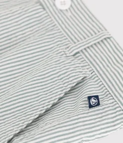 Petit Bateau Shorts, Jeans, Hosen*Kinder-Bermudashorts aus Baumwolle mit Streifen weiss MARSHMALLOW/blau BRUT