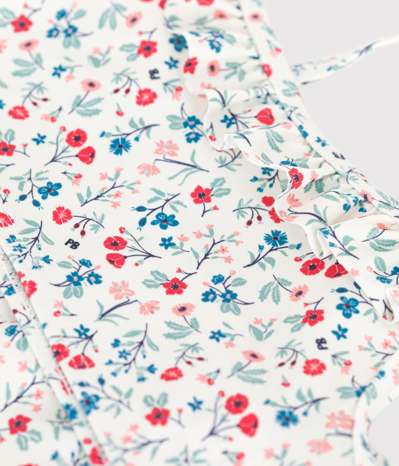 Petit Bateau Bademode, Uv-Kleidung*Kinder-Bikini mit Blumenmuster weiss MARSHMALLOW/weiss MULTICO