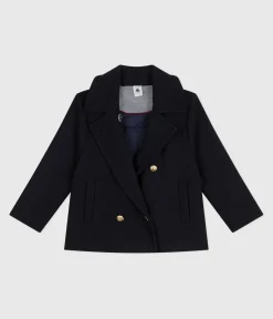 Petit Bateau Mäntel, Jacken, Regenjacken*Kinder-Caban aus einfarbiger Schurwolle blau SMOKING