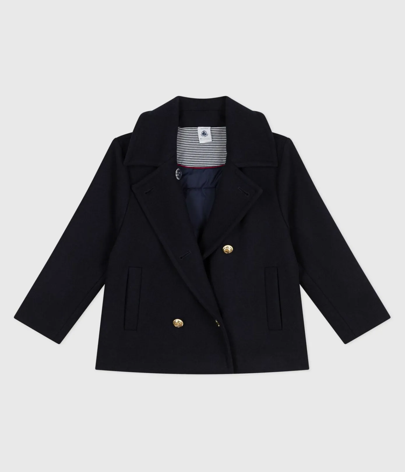 Petit Bateau Mäntel, Jacken, Regenjacken*Kinder-Caban aus einfarbiger Schurwolle blau SMOKING