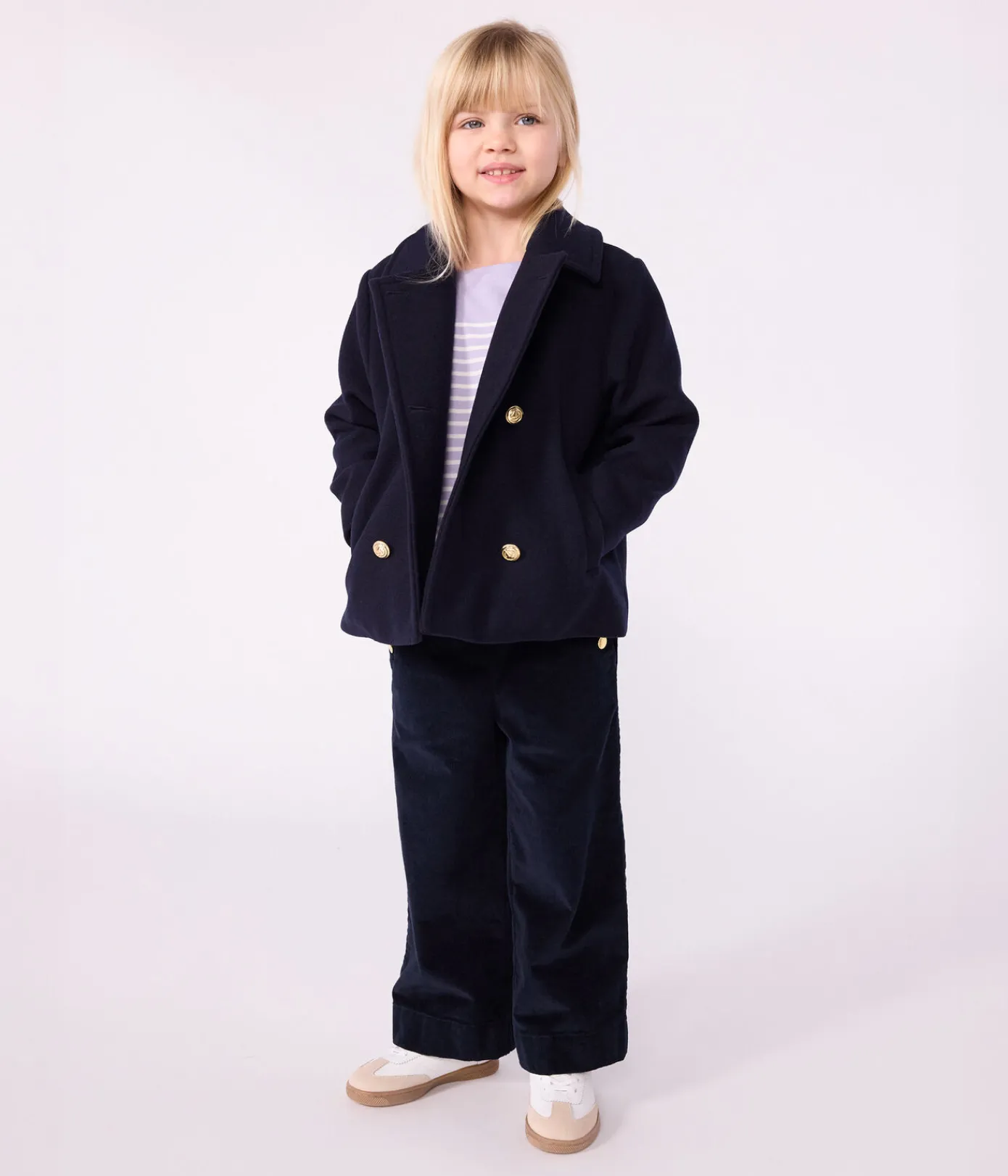 Petit Bateau Mäntel, Jacken, Regenjacken*Kinder-Caban aus einfarbiger Schurwolle blau SMOKING