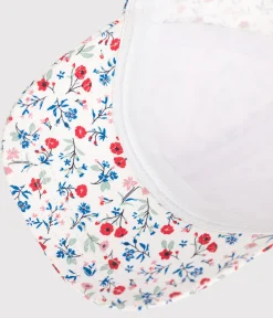 Petit Bateau Accessoires, Mützen, Caps*Kinder-Cap aus geblümtem Leinenstoff für Mädchen weiss MARSHMALLOW/weiss MULTICO