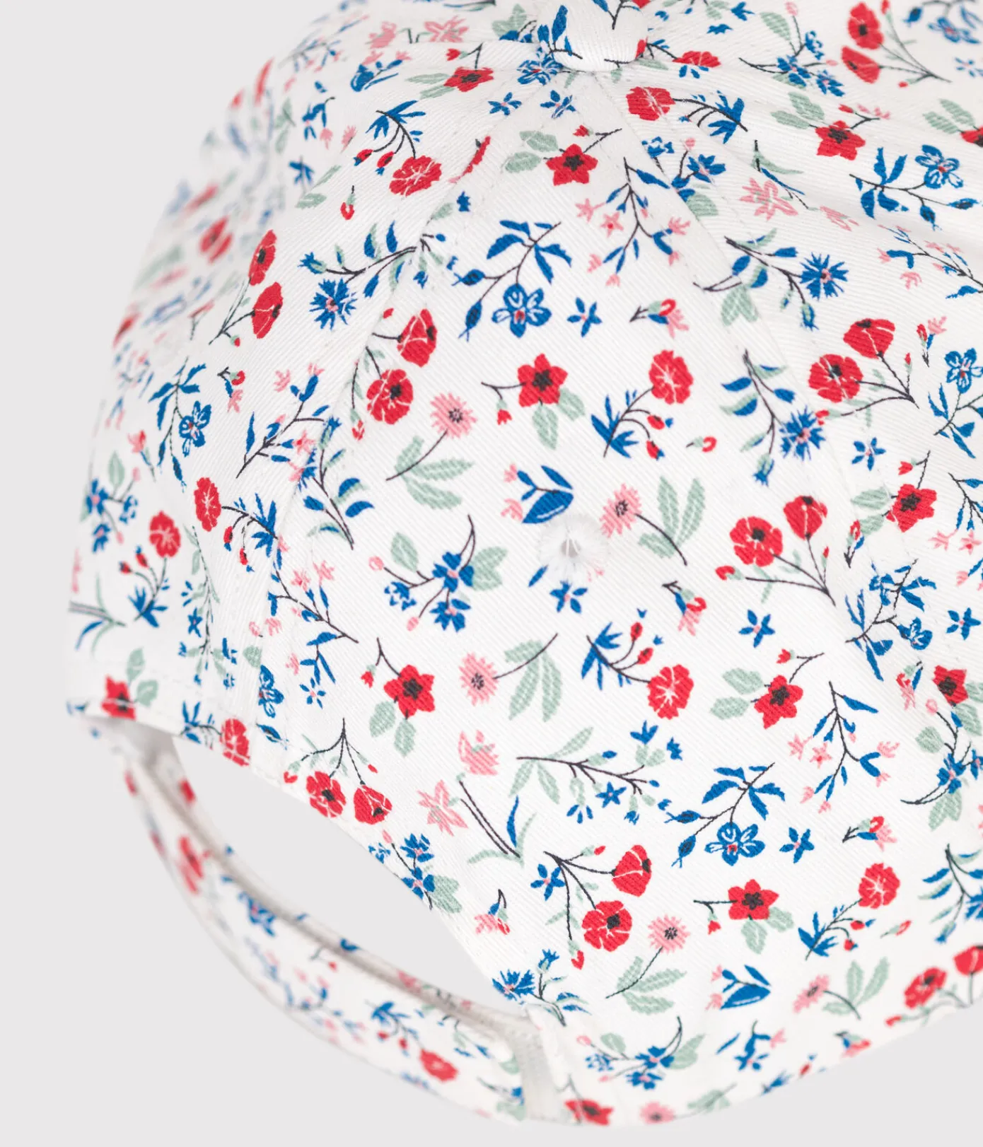 Petit Bateau Accessoires, Mützen, Caps*Kinder-Cap aus geblümtem Leinenstoff für Mädchen weiss MARSHMALLOW/weiss MULTICO