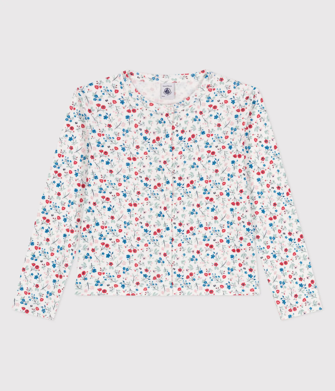 Petit Bateau Sweatshirts, Pullover, Cardigans*Kinder-Cardigan aus Baumwolle mit Blumenmuster weiss MARSHMALLOW/weiss MULTICO
