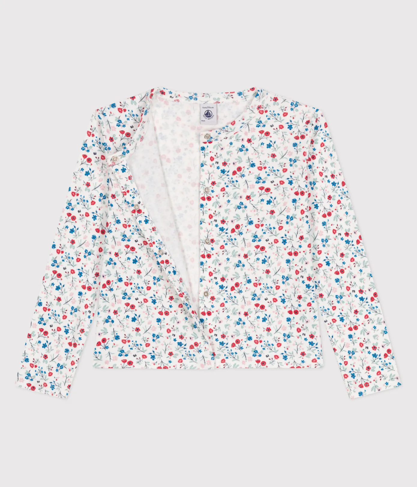 Petit Bateau Sweatshirts, Pullover, Cardigans*Kinder-Cardigan aus Baumwolle mit Blumenmuster weiss MARSHMALLOW/weiss MULTICO
