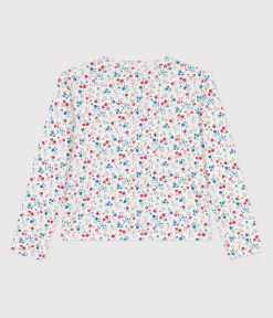 Petit Bateau Sweatshirts, Pullover, Cardigans*Kinder-Cardigan aus Baumwolle mit Blumenmuster weiss MARSHMALLOW/weiss MULTICO