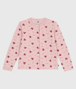 Petit Bateau Sweatshirts, Pullover, Cardigans*Kinder-Cardigan aus bedruckter Baumwolle rosa JOLI/weiss MULTICO