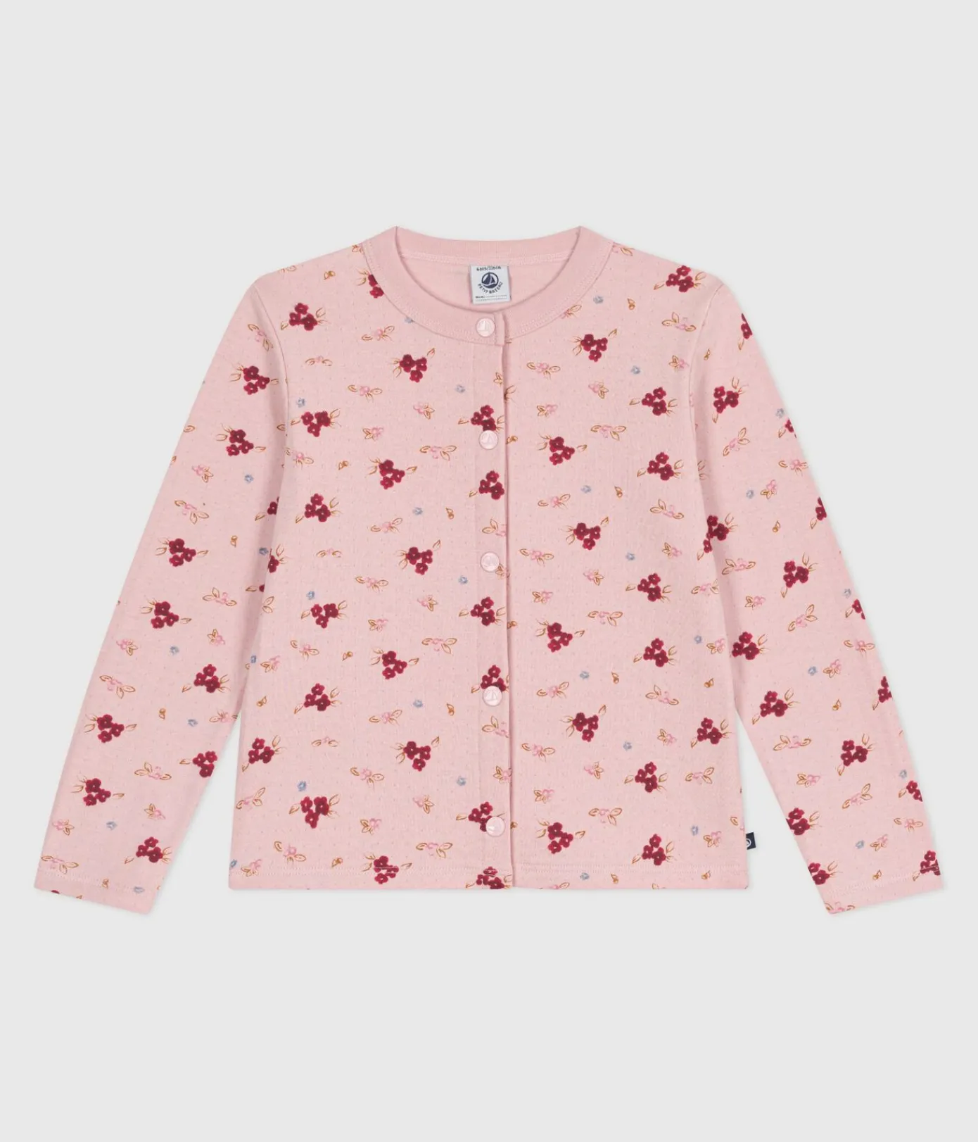 Petit Bateau Sweatshirts, Pullover, Cardigans*Kinder-Cardigan aus bedruckter Baumwolle rosa JOLI/weiss MULTICO