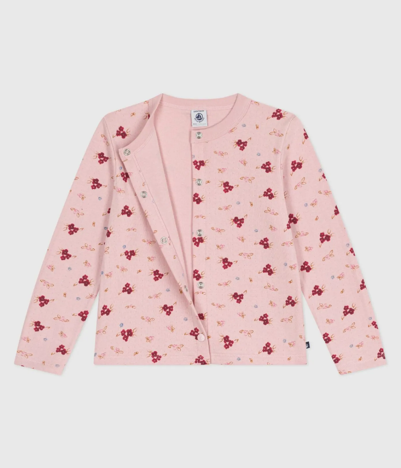 Petit Bateau Sweatshirts, Pullover, Cardigans*Kinder-Cardigan aus bedruckter Baumwolle rosa JOLI/weiss MULTICO