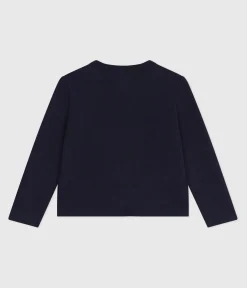 Petit Bateau Sweatshirts, Pullover, Cardigans*Kinder-Cardigan aus Molton für Mädchen blau SMOKING
