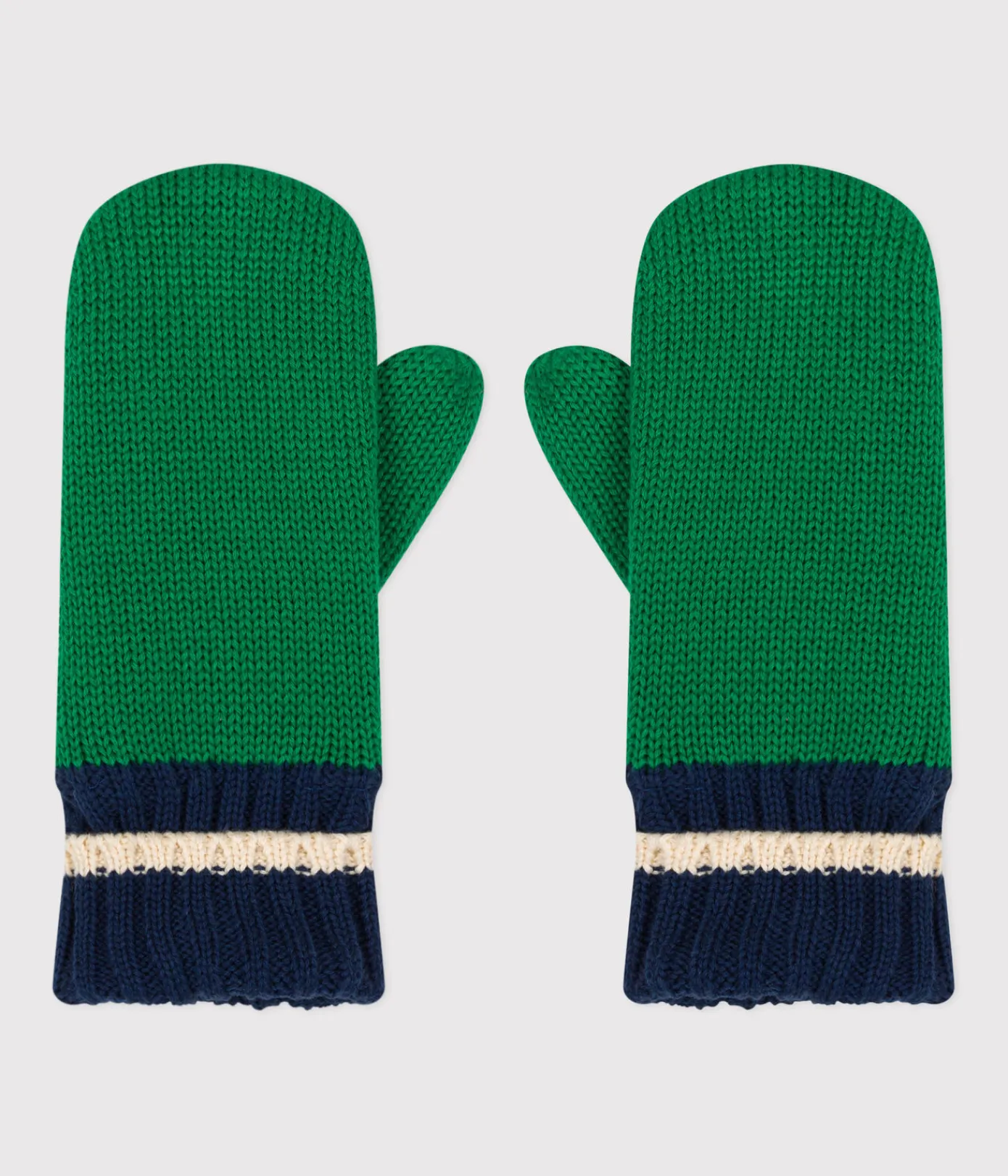 Petit Bateau Accessoires, Mützen, Caps*Kinder-Fäustlinge aus Strick mit Fleece-Futter grün JARDIN/ MULTICO