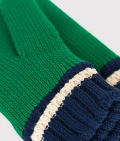 Petit Bateau Accessoires, Mützen, Caps*Kinder-Fäustlinge aus Strick mit Fleece-Futter grün JARDIN/ MULTICO