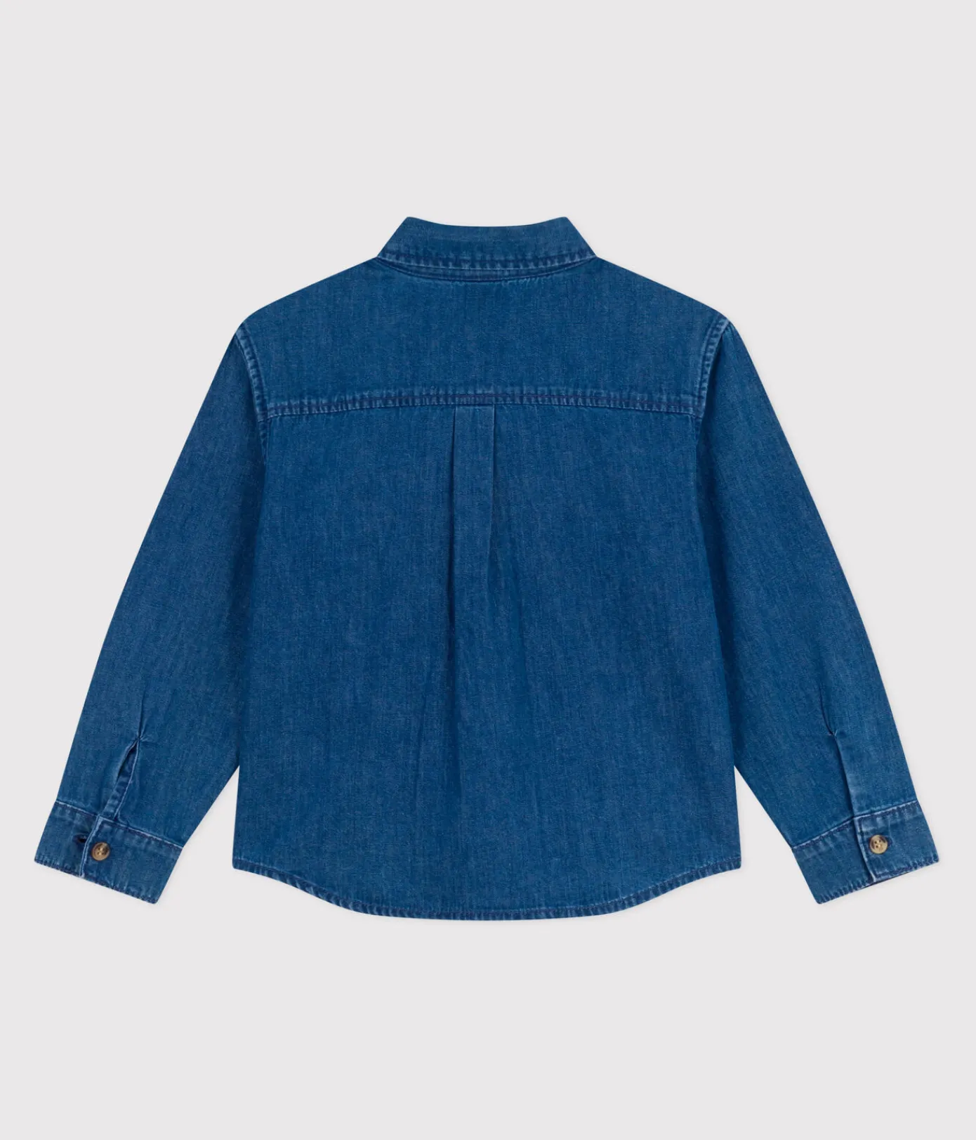 Petit Bateau T-Shirts, Poloshirts, Hemden*Kinder-Hemd aus einfarbigem Jeansstoff blau DENIM MOYEN