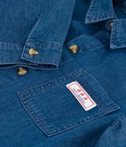 Petit Bateau T-Shirts, Poloshirts, Hemden*Kinder-Hemd aus einfarbigem Jeansstoff blau DENIM MOYEN