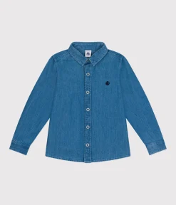 Petit Bateau T-Shirts, Poloshirts, Hemden*Kinderhemd aus leichtem Denim für Jungen blau DENIM CLAIR