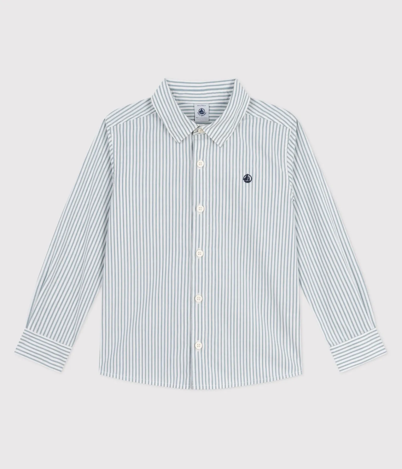 Petit Bateau T-Shirts, Poloshirts, Hemden*Kinderhemd für Jungen aus Baumwolle mit Streifen grün MILK/ GOBELIN
