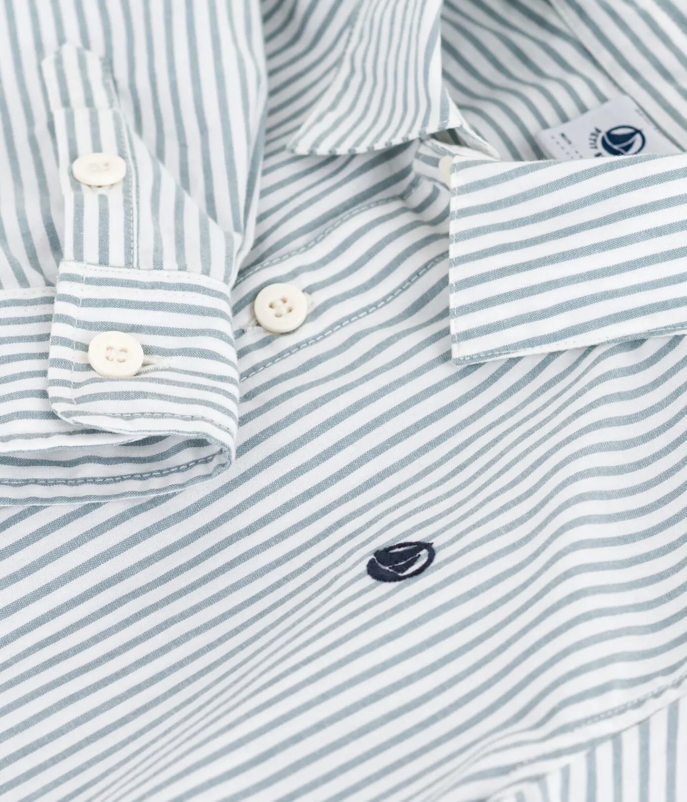 Petit Bateau T-Shirts, Poloshirts, Hemden*Kinderhemd für Jungen aus Baumwolle mit Streifen grün MILK/ GOBELIN