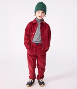 Petit Bateau Shorts, Jeans, Hosen*Kinder-Hose mit geradem Schnitt aus einfarbigem Fein-Cord AMARANTE