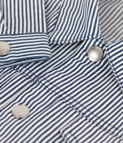 Petit Bateau Mäntel, Jacken, Regenjacken*Kinderjacke aus gestreiftem Baumwollcanvas für Mädchen blau MEDIEVAL/weiss MARSHMALLOW
