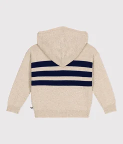 Petit Bateau Sweatshirts, Pullover, Cardigans*Kinder-Kapuzenpullover aus Wolle und Baumwolle für Jungen weiss AVALANCHE/ MEDIEVAL