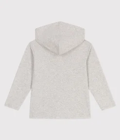 Petit Bateau Sweatshirts, Pullover, Cardigans*Kinder-Kapuzensweatshirt aus einfarbiger Baumwolle grau BELUGA CHINE