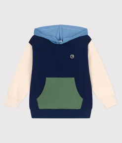 Petit Bateau Sweatshirts, Pullover, Cardigans*Kinder-Kapuzensweatshirt aus einfarbiger Baumwolle blau MEDIEVAL/weiss MULTICO