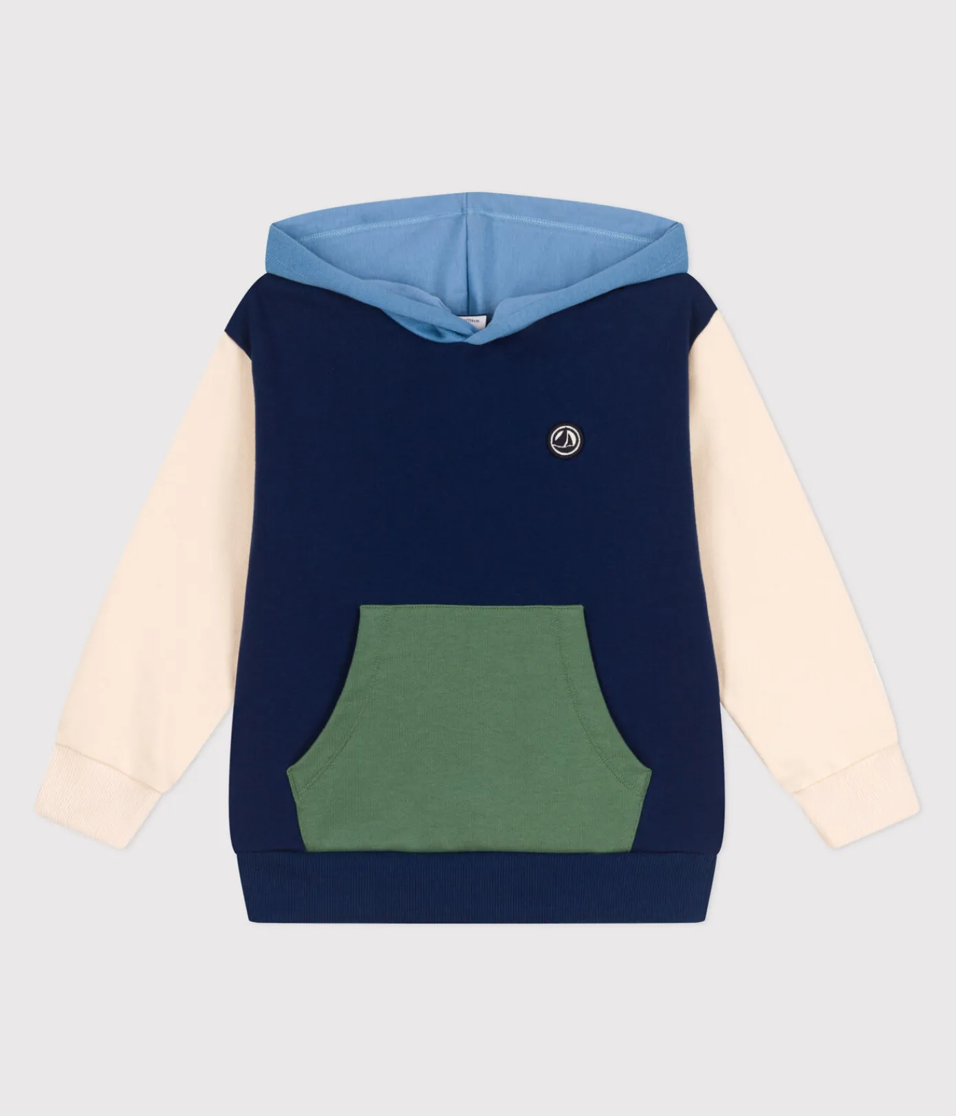 Petit Bateau Sweatshirts, Pullover, Cardigans*Kinder-Kapuzensweatshirt aus einfarbiger Baumwolle blau MEDIEVAL/weiss MULTICO