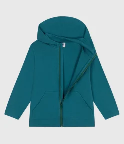 Petit Bateau Sweatshirts, Pullover, Cardigans*Kinder-Kapuzensweatshirt mit Reißverschluss aus einfarbiger Baumwolle grün DRAGONFLY