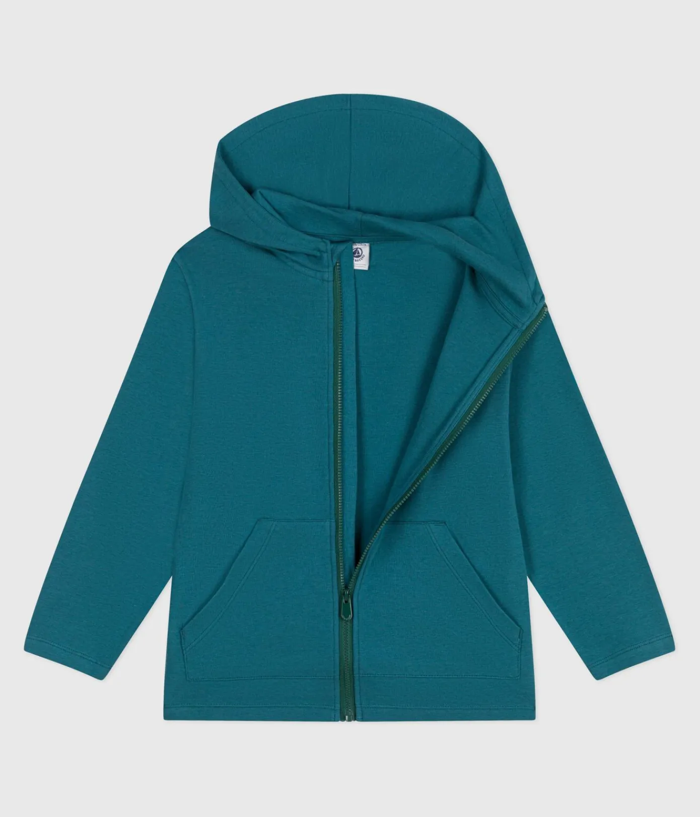 Petit Bateau Sweatshirts, Pullover, Cardigans*Kinder-Kapuzensweatshirt mit Reißverschluss aus einfarbiger Baumwolle grün DRAGONFLY
