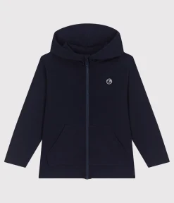 Petit Bateau Sweatshirts, Pullover, Cardigans*Kinder-Kapuzensweatshirt mit Reißverschluss aus einfarbiger Baumwolle blau SMOKING