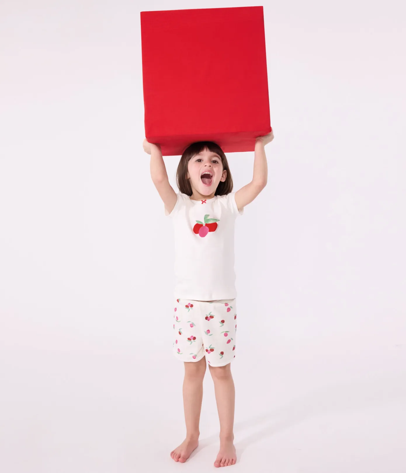 Petit Bateau Schlafanzüge, Nachthemden*Kinder-Kurzpyjama aus Baumwolle mit Frucht-Motiv weiss MARSHMALLOW/weiss MULTICO