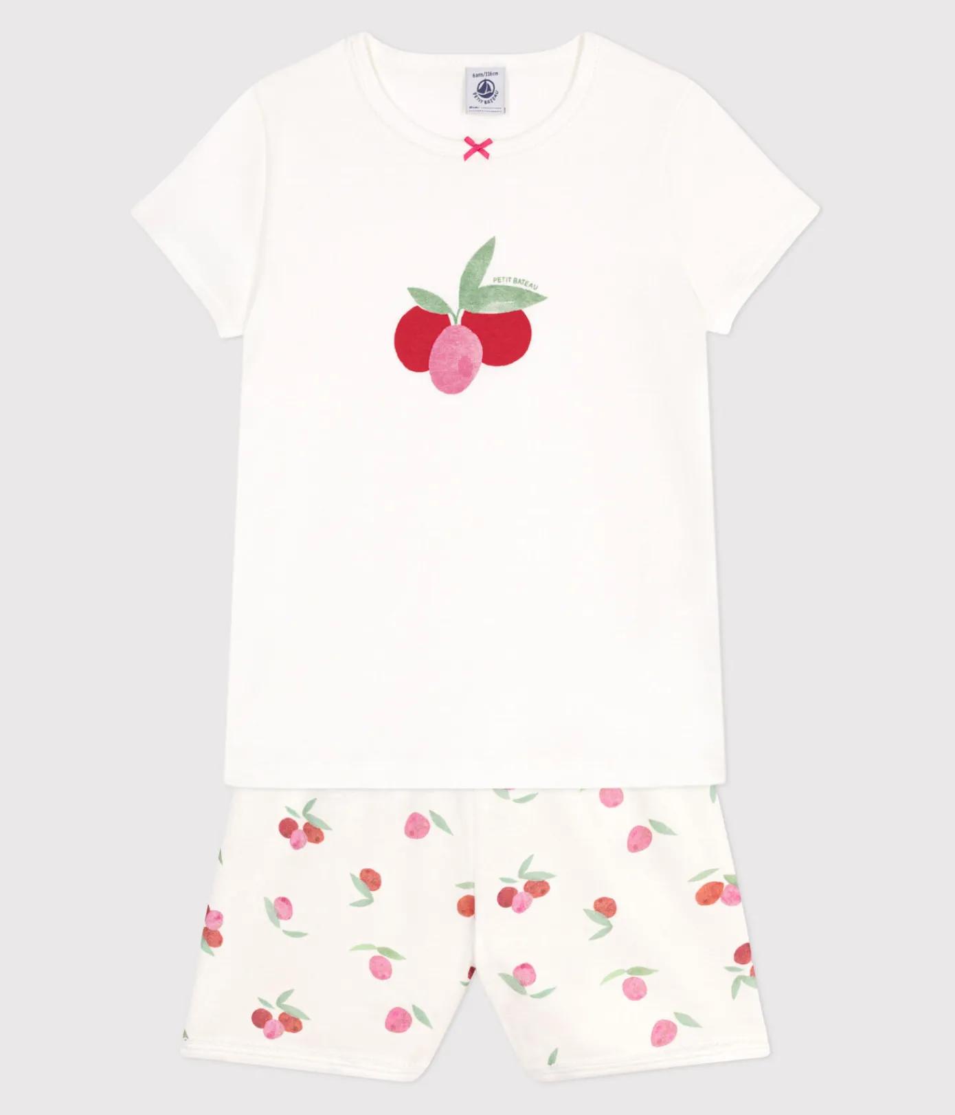 Petit Bateau Schlafanzüge, Nachthemden*Kinder-Kurzpyjama aus Baumwolle mit Frucht-Motiv weiss MARSHMALLOW/weiss MULTICO
