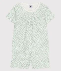 Petit Bateau Schlafanzüge, Nachthemden*Kinder-Kurzpyjama aus Baumwolle mit Blumenmotiv MARSHMALLOW/ PAUL