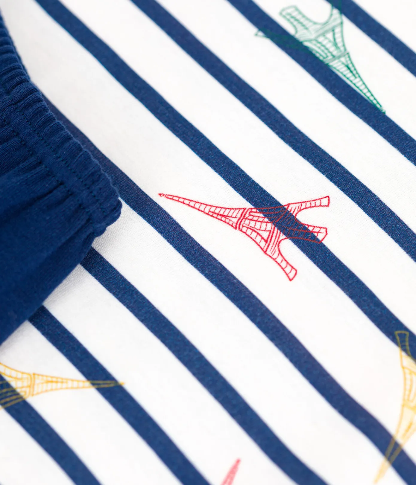 Petit Bateau Schlafanzüge, Pyjamas|Schlafanzüge, Nachthemden*Kinder-Kurzpyjama aus Baumwolle mit Paris-Motiv blau MEDIEVAL/weiss MULTICO