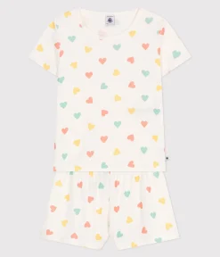 Petit Bateau Schlafanzüge, Nachthemden*Kinder-Kurzpyjama aus Baumwolle mit Herzmotiv weiss MARSHMALLOW/weiss MULTICO