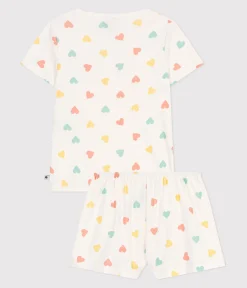 Petit Bateau Schlafanzüge, Nachthemden*Kinder-Kurzpyjama aus Baumwolle mit Herzmotiv weiss MARSHMALLOW/weiss MULTICO