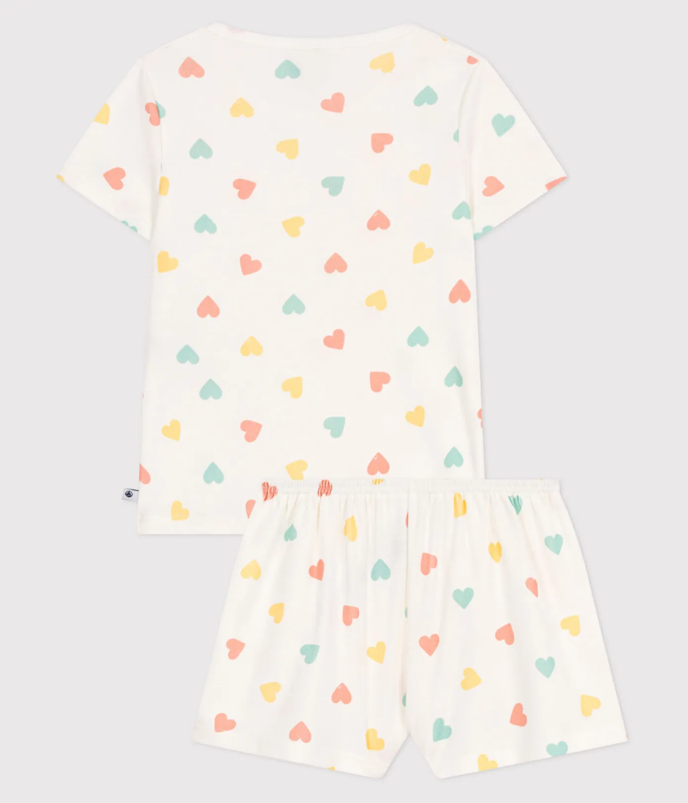 Petit Bateau Schlafanzüge, Nachthemden*Kinder-Kurzpyjama aus Baumwolle mit Herzmotiv weiss MARSHMALLOW/weiss MULTICO