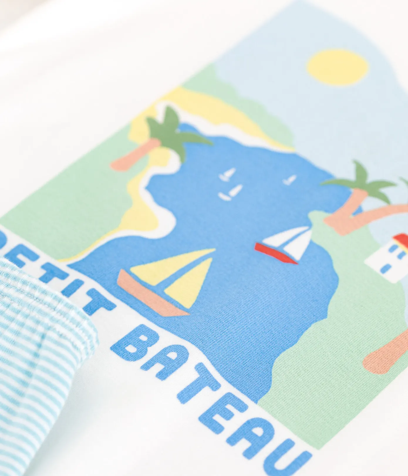 Petit Bateau Schlafanzüge, Pyjamas*Kinder-Kurzpyjama aus Baumwolle weiss MARSHMALLOW/weiss MULTICO