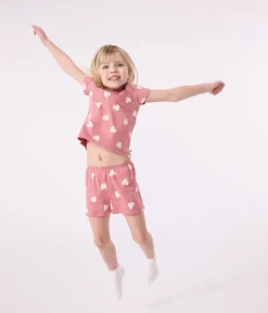 Petit Bateau Schlafanzüge, Nachthemden*Kinder-Kurzpyjama aus Baumwolle mit Herz-Motiv rosa ROSEWOOD/ MARSHMALLOW