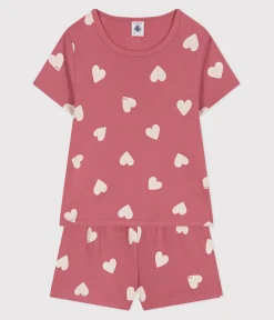 Petit Bateau Schlafanzüge, Nachthemden*Kinder-Kurzpyjama aus Baumwolle mit Herz-Motiv rosa ROSEWOOD/ MARSHMALLOW