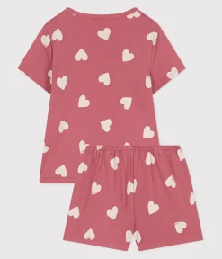 Petit Bateau Schlafanzüge, Nachthemden*Kinder-Kurzpyjama aus Baumwolle mit Herz-Motiv rosa ROSEWOOD/ MARSHMALLOW