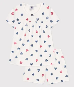 Petit Bateau Schlafanzüge, Nachthemden*Kinder-Kurzpyjama aus Baumwolle mit Herzmotiv weiss MARSHMALLOW/weiss MULTICO